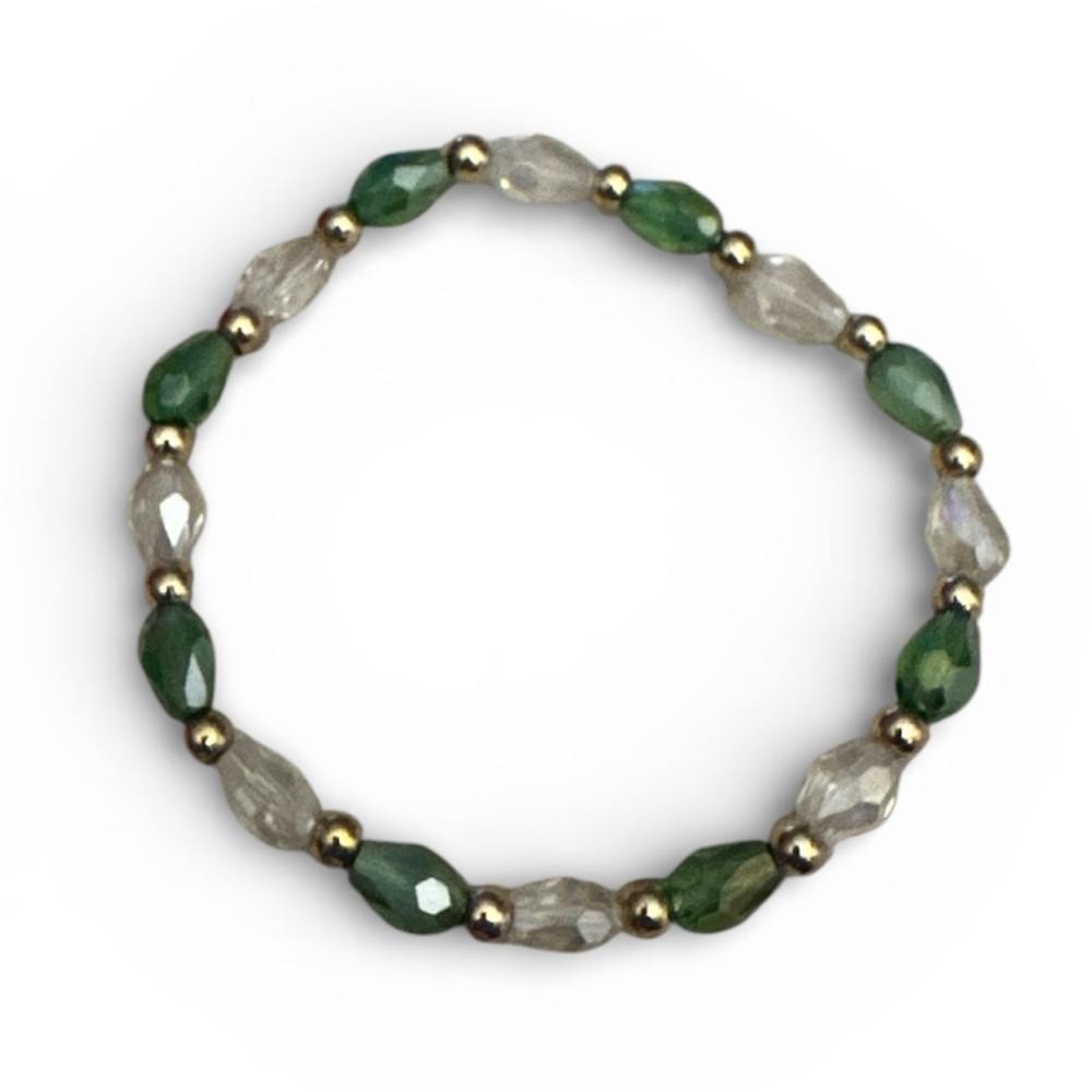 Green/Clear Glass Beaded Bracelet - Picture 2 of 2